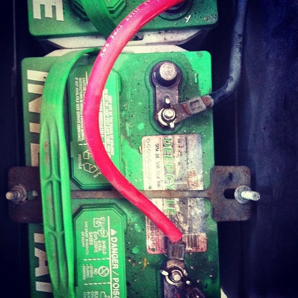 Lead-acid battery installed for recreational vehicle use