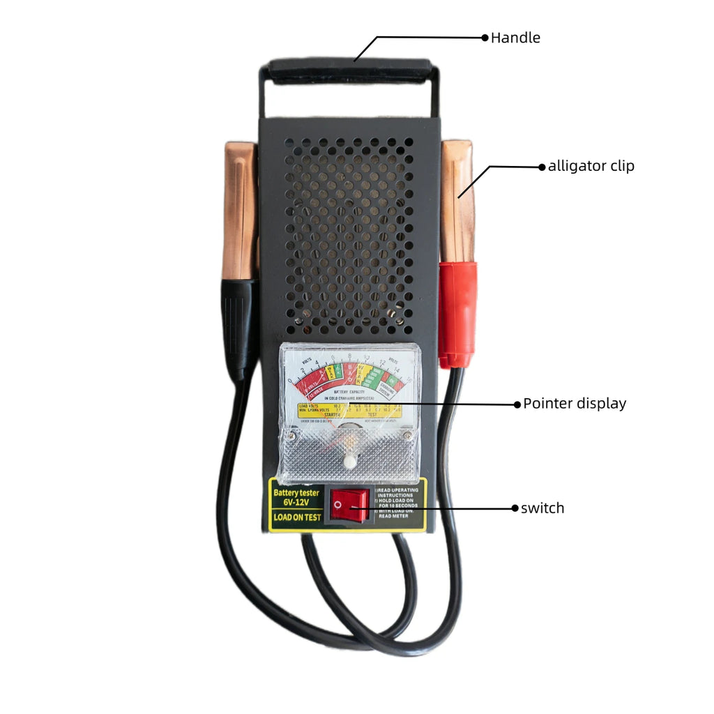 100A Analog Car Battery Load Tester for 6V/12V Lead-Acid Batteries with CCA Dial & Carry Handle - Platrex