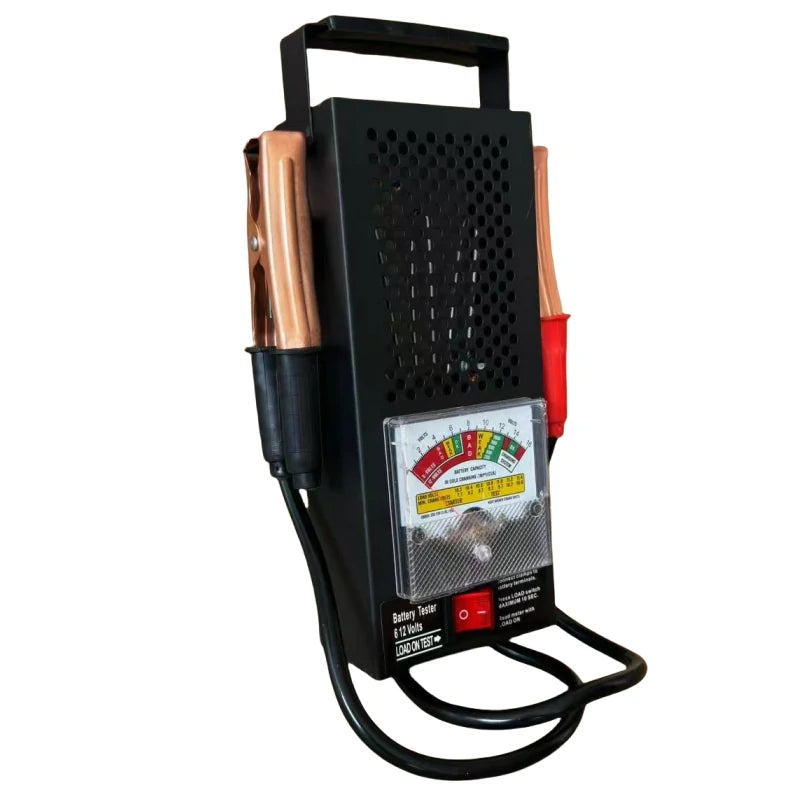 125A Battery Tester angled view with clamps