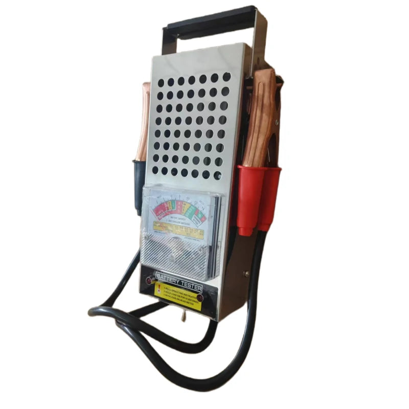 200A Handheld Analog Battery Load Tester front view with color-coded analog dial and CCA chart