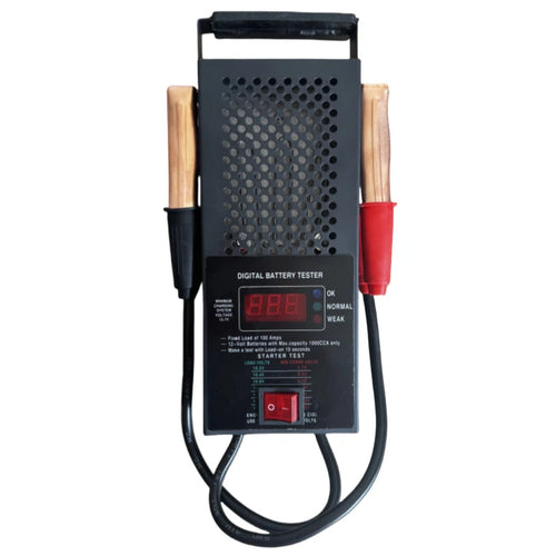 Battery Tester front panel with battery analysis chart