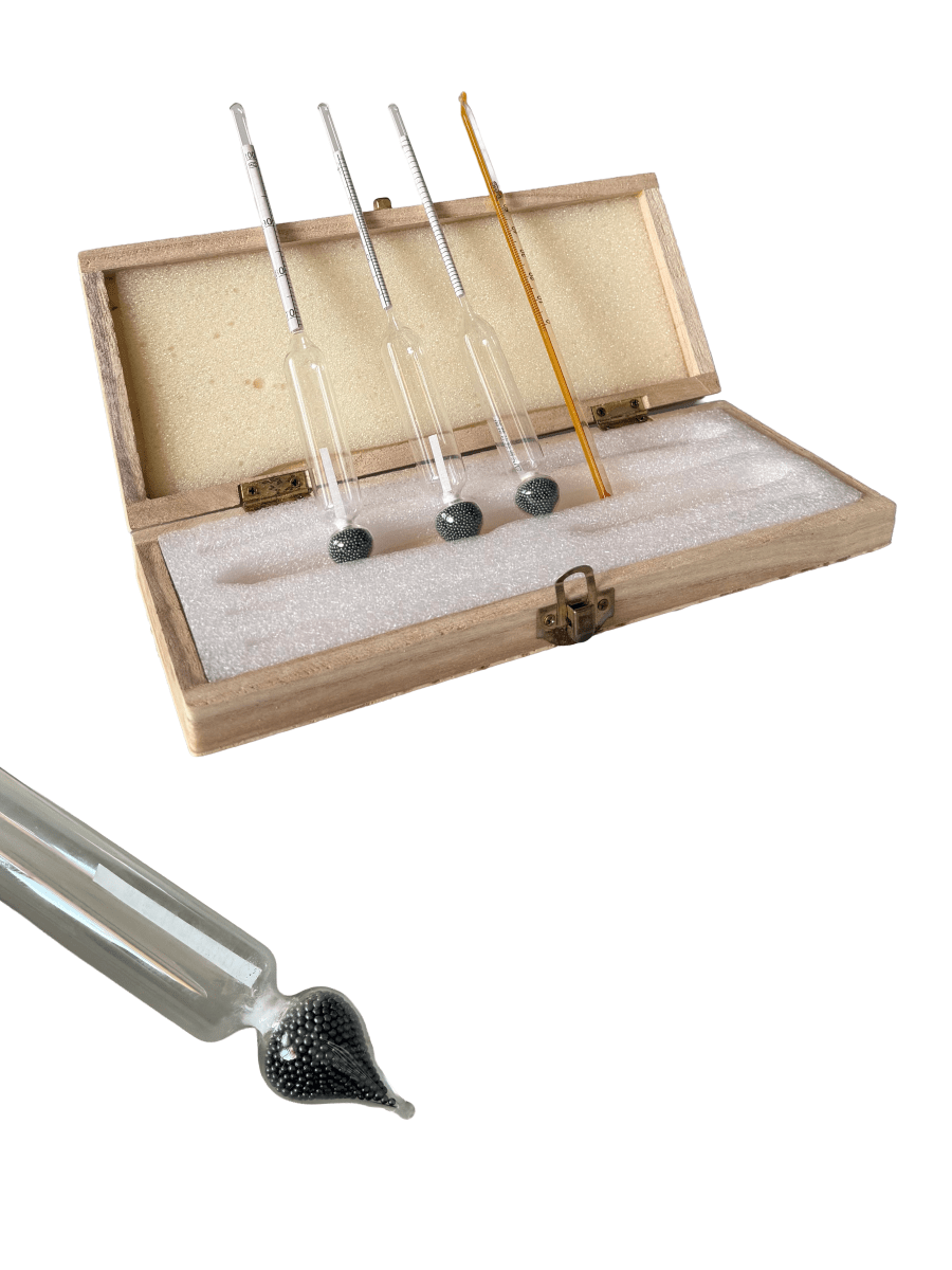 Alcohol Hydrometer Set 0-100% | 3-Piece with Wooden Box - Platrex