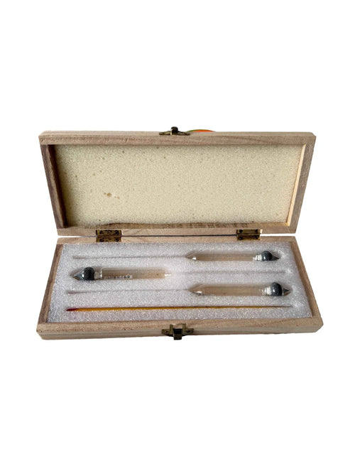 Alcohol Hydrometer Set 0-100% | 3-Piece with Wooden Box - Platrex